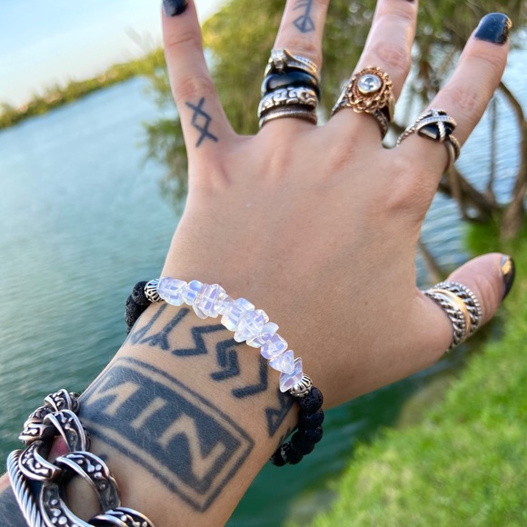 🔴 Opalite & lava rock bead stack bracelet - Picture 11 of 12